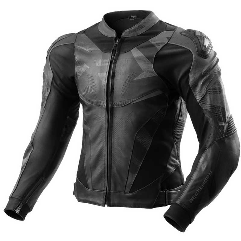 Giacca da motociclista in pelle Rebelhorn Inferno nera