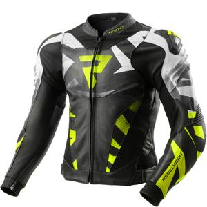 Giacca moto in pelle Rebelhorn Inferno nero-giallo fluo