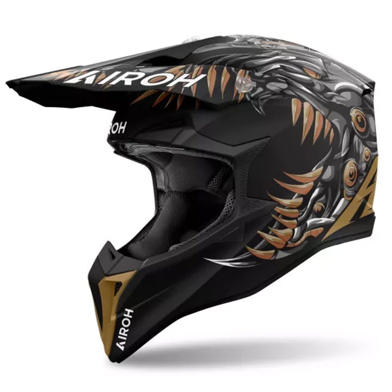 Casco da motocross Airoh Wraaap Cyborg nero opaco