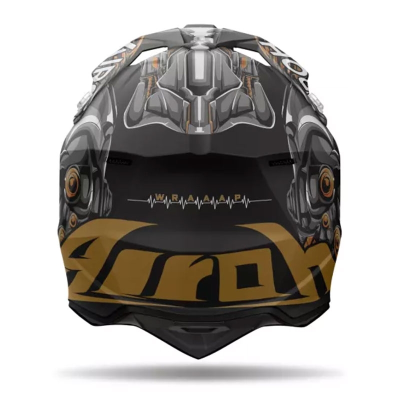 Casco da motocross Airoh Wraaap Cyborg nero opaco