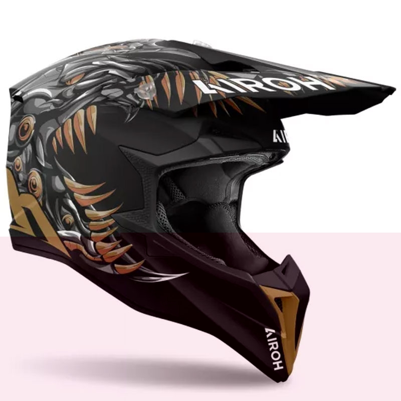 Casco da motocross Airoh Wraaap Cyborg nero opaco