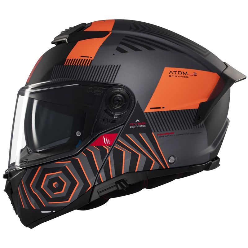 Casco moto apribile MT Atom 2 SV Strange grigio-nero-arancio