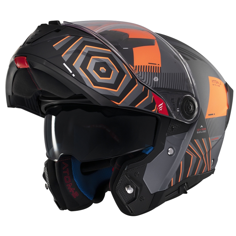 Casco moto apribile MT Atom 2 SV Strange grigio-nero-arancio