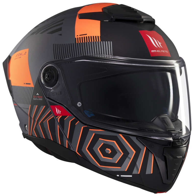 Casco moto apribile MT Atom 2 SV Strange grigio-nero-arancio