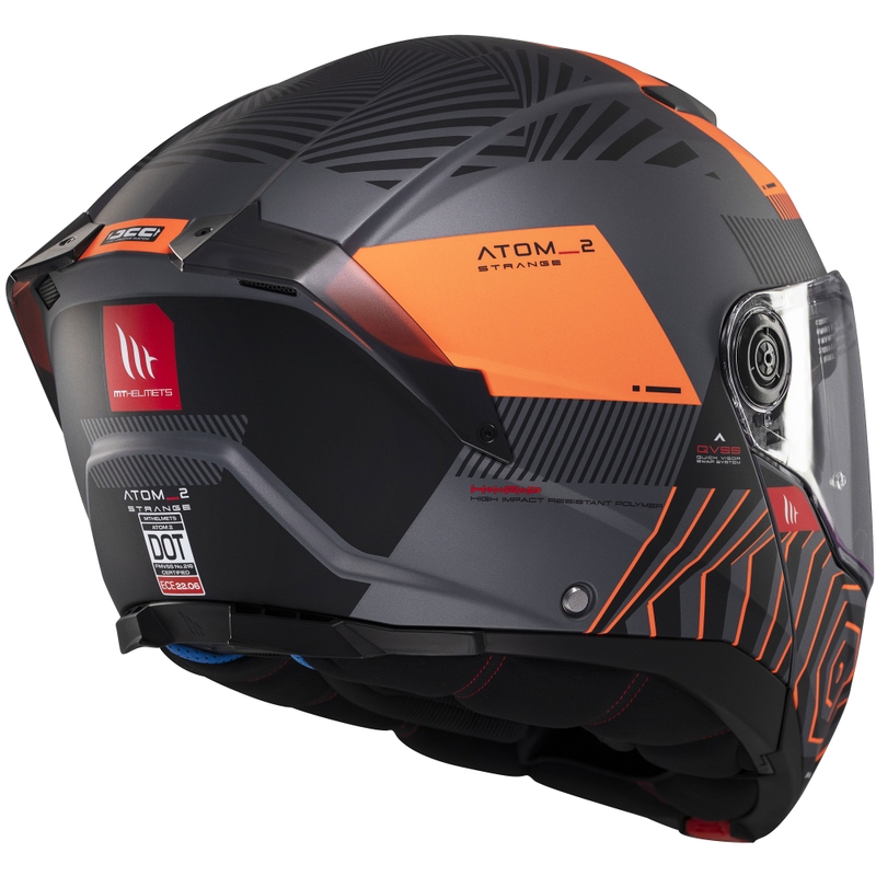 Casco moto apribile MT Atom 2 SV Strange grigio-nero-arancio