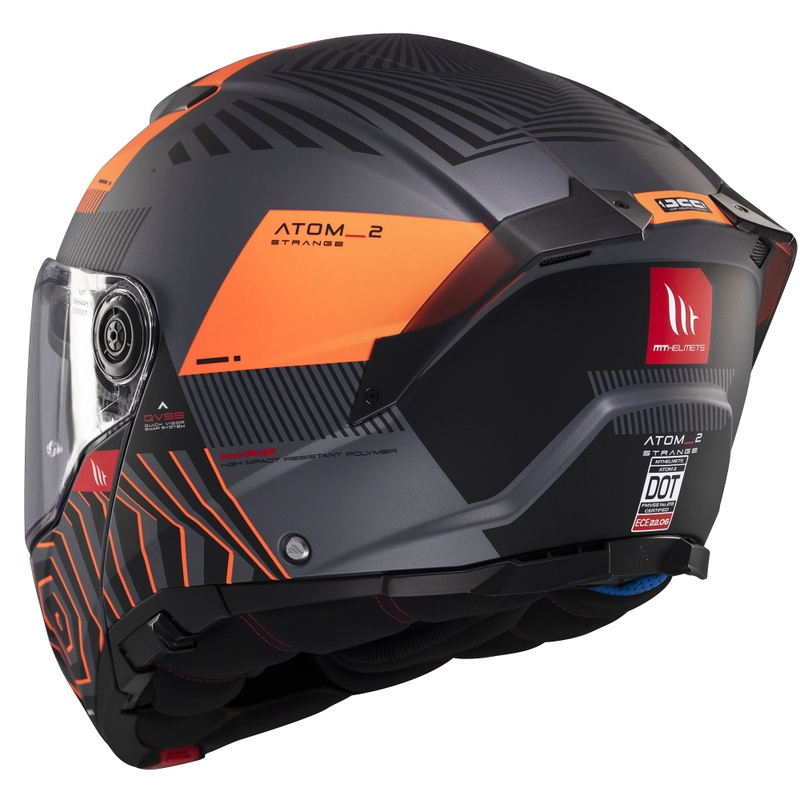 Casco moto apribile MT Atom 2 SV Strange grigio-nero-arancio