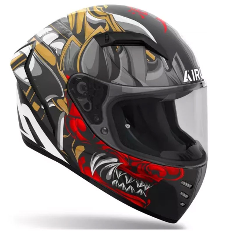 Casco integrale da moto Airoh Connor Samurai nero opaco-rosso-marrone-grigio