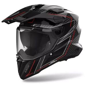 Casco moto enduro Airoh Commander 2 Carbon Stylish nero-rosso