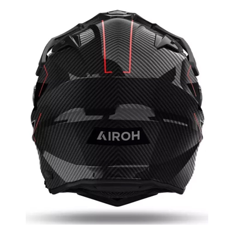 Casco moto enduro Airoh Commander 2 Carbon Stylish nero-rosso