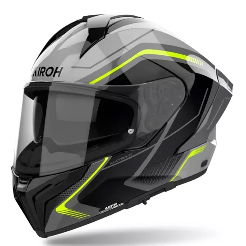 Casco integrale da moto Airoh MATRYX Wide nero-grigio-giallo