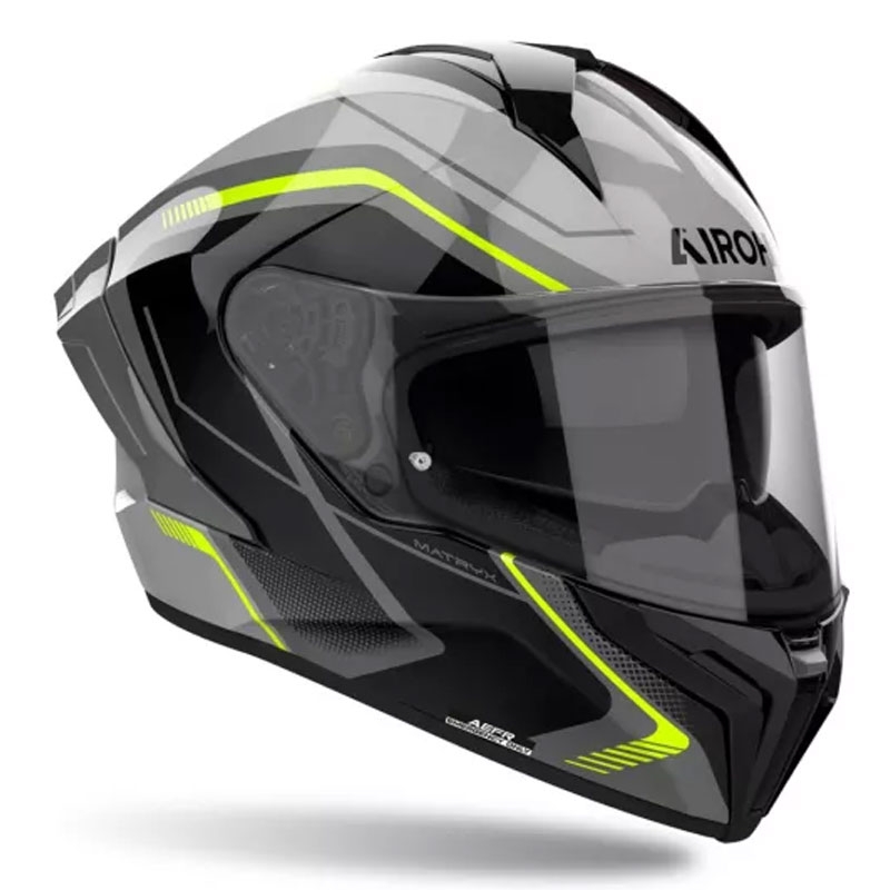 Casco integrale da moto Airoh MATRYX Wide nero-grigio-giallo