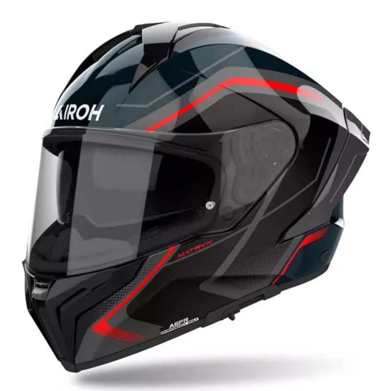 Casco integrale da moto Airoh MATRYX Wide nero-grigio-rosso
