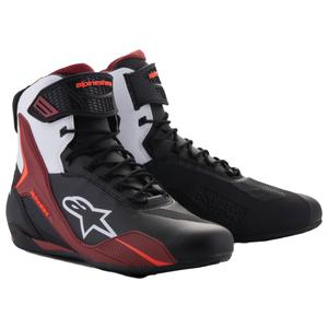 Stivali da moto Alpinestars Faster-4 nero-bianco-rosso scuro