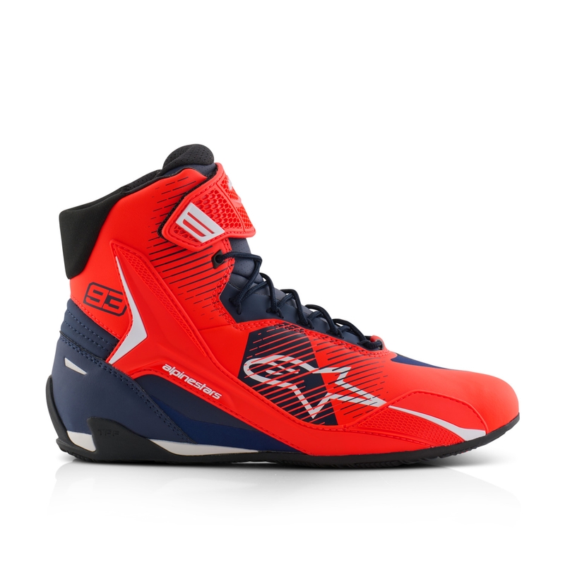 Stivali da moto Alpinestars Faster-4 collezione MM93 fluo rosso-blu-bianco