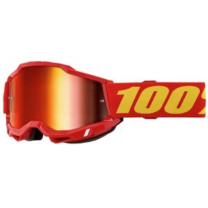 Occhiali da motocross per bambini 100% ACCURI 2 rossi con plexiglass specchiato rosso
