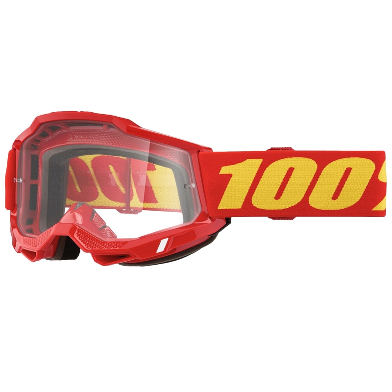 Occhiali da motocross per bambini 100% ACCURI 2 rosso con plexi trasparente