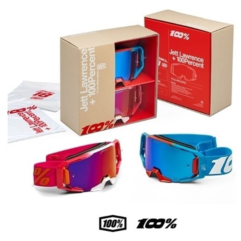 100% Armatic Jett Lawrence LE Occhiali da motocross Set rosa-blu