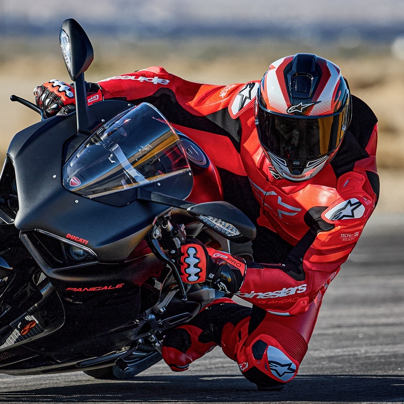 Tuta da moto in pelle monopezzo Alpinestars GP Plus V4 Sprint, compatibile con Tech-air, rosso fluo-rosso-bianco-nero