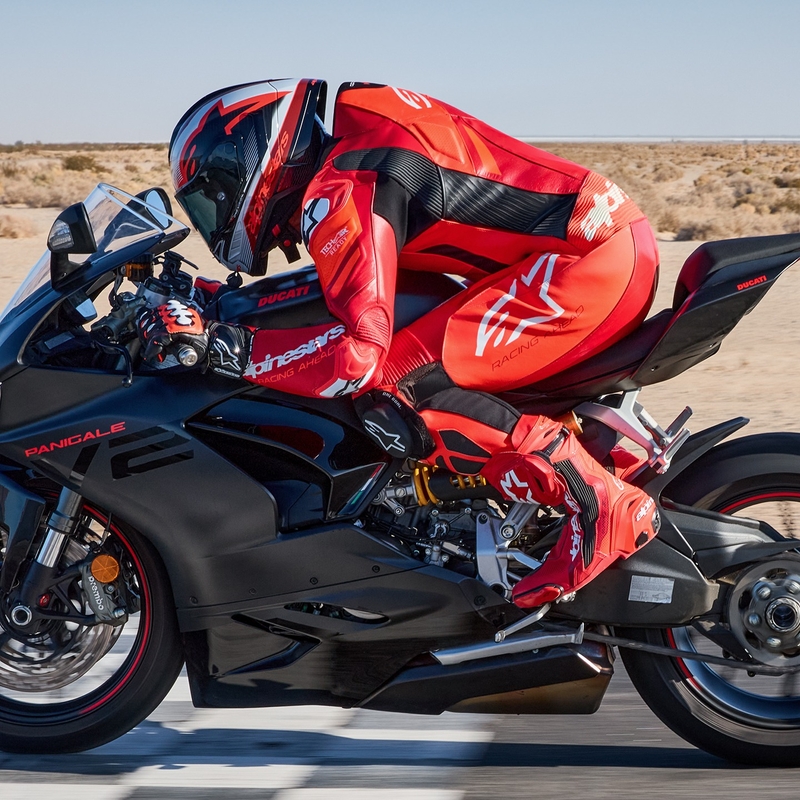 Tuta da moto in pelle monopezzo Alpinestars GP Plus V4 Sprint, compatibile con Tech-air, rosso fluo-rosso-bianco-nero