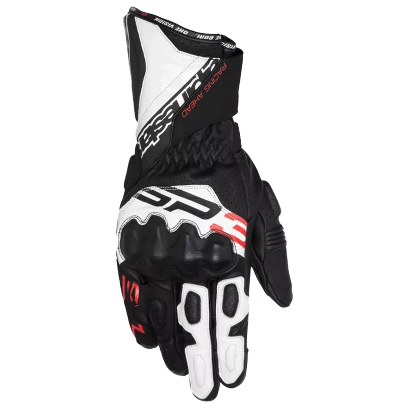 Guanti da moto Alpinestars SP-3 nero-bianco-rosso fluo