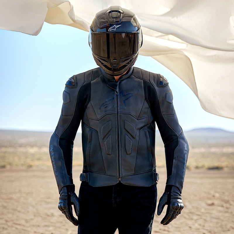Giacca da motociclista in pelle Alpinestars Dusk nera