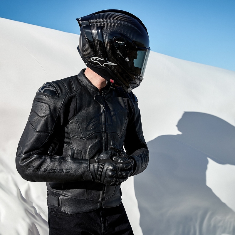Giacca da motociclista in pelle Alpinestars Dusk nera