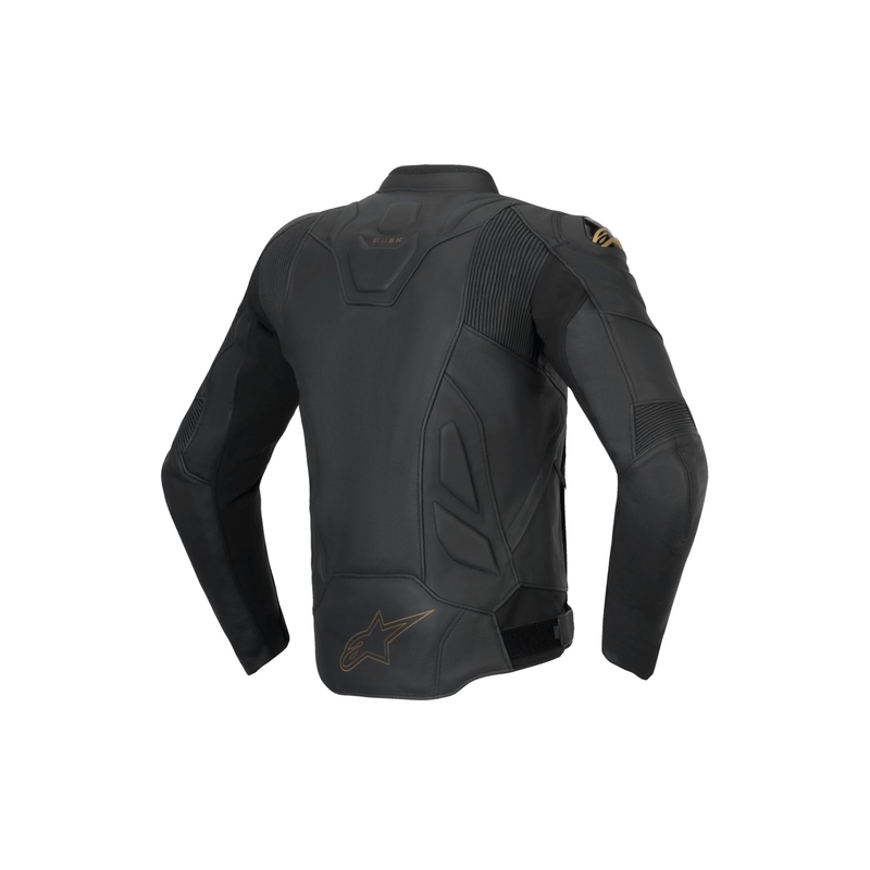Giacca da motociclista in pelle Alpinestars Dusk nero-oro