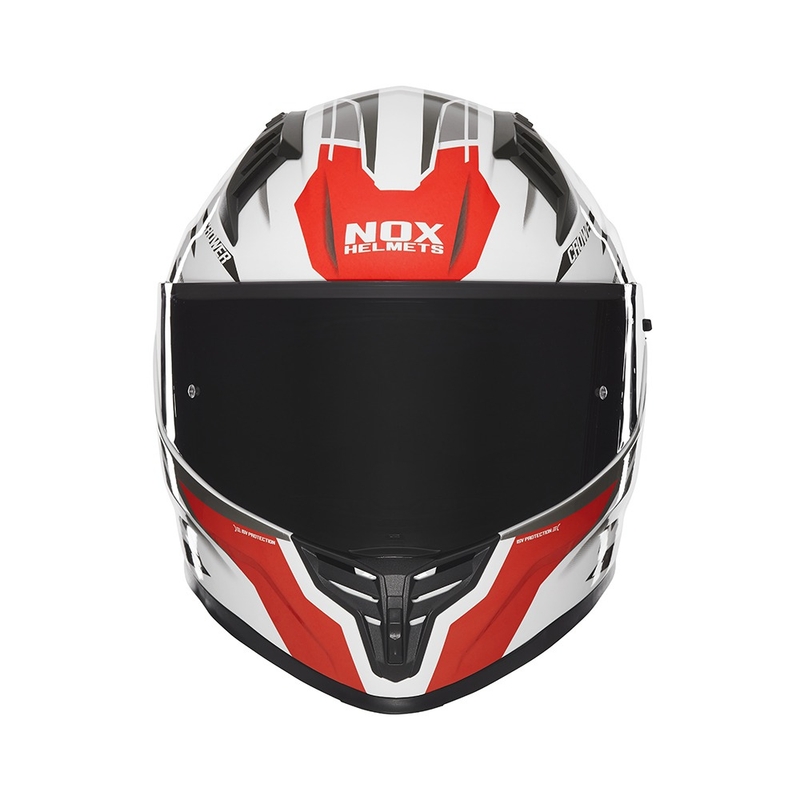 Casco integrale da moto NOX N401 Crower bianco-nero-rosso