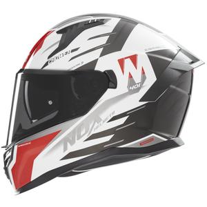 Casco integrale da moto NOX N401 Crower bianco-nero-rosso