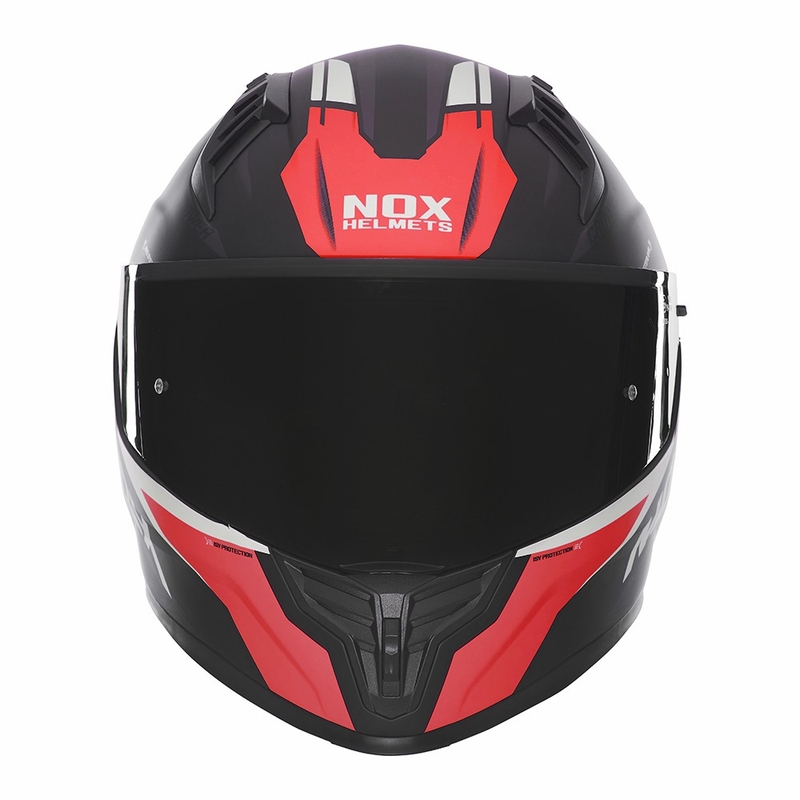 Casco integrale da moto NOX N401 Crower nero opaco-rosso