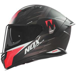 Casco integrale da moto NOX N401 Crower nero opaco-rosso