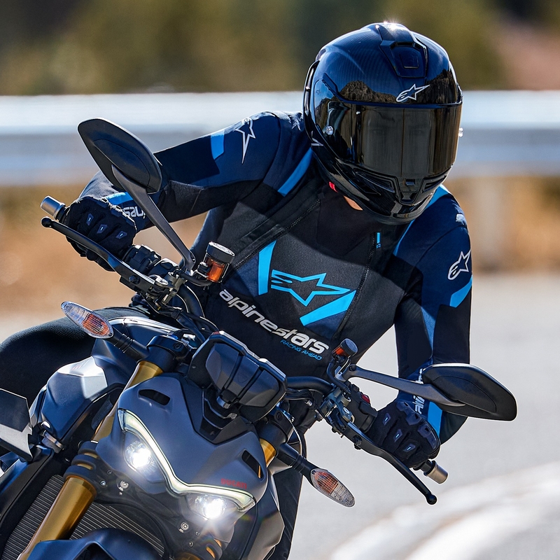 Giacca da moto Alpinestars T-Stunt Air nero-blu-azzurro