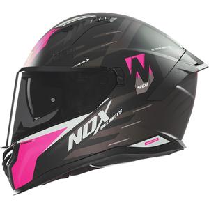 Casco integrale da moto NOX N401 Crower nero opaco-rosa