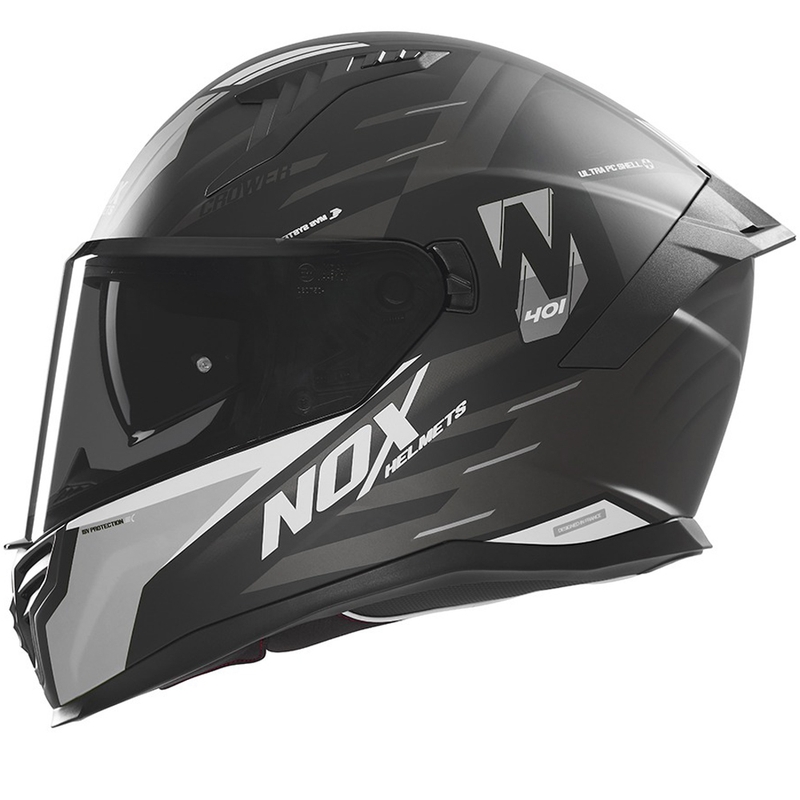 Casco integrale da moto NOX N401 Crower nero opaco-argento