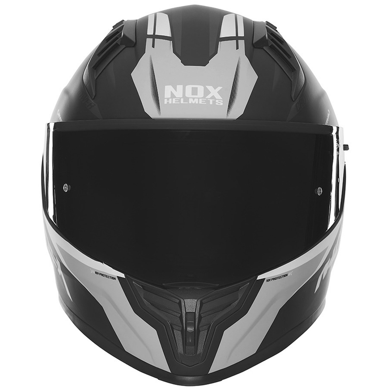 Casco integrale da moto NOX N401 Crower nero opaco-argento