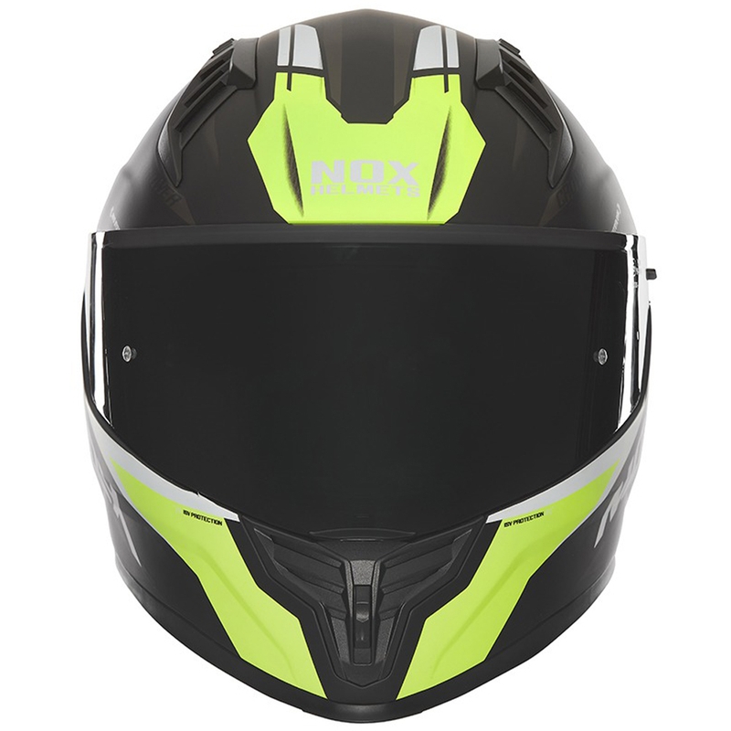 Casco integrale da moto NOX N401 Crower nero opaco-giallo fluo