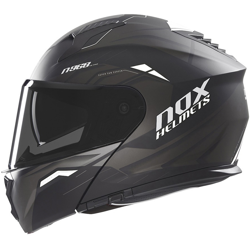 Casco da moto apribile NOX N968 Ultra nero opaco-bianco