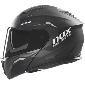 Casco da moto NOX N968 Ultra Flip-Up Nero opaco-Titanio