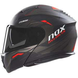 Casco moto flip-up NOX N968 Ultra nero opaco-rosso