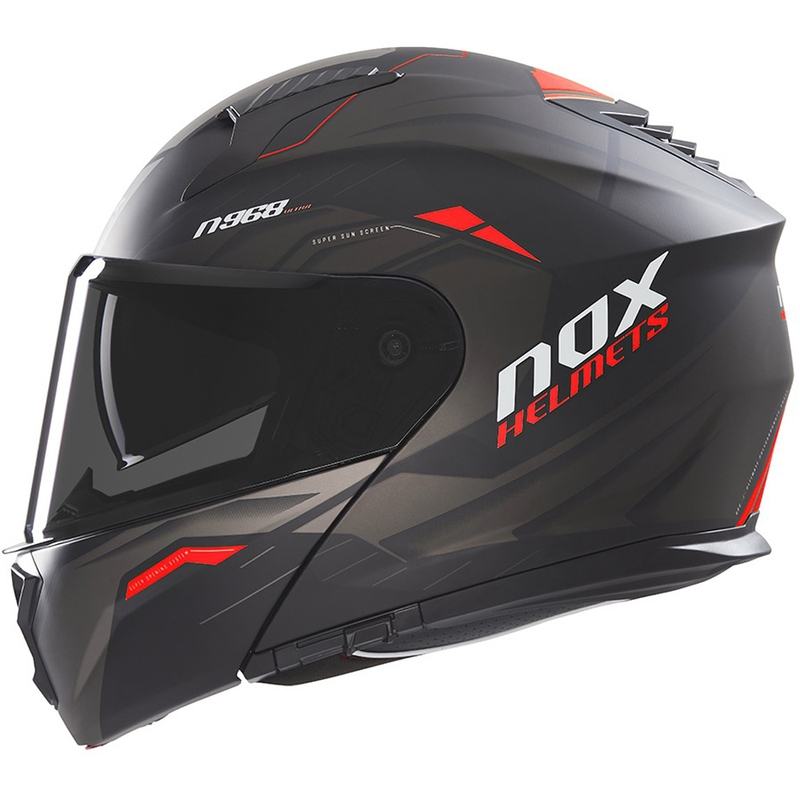 Casco moto flip-up NOX N968 Ultra nero opaco-rosso