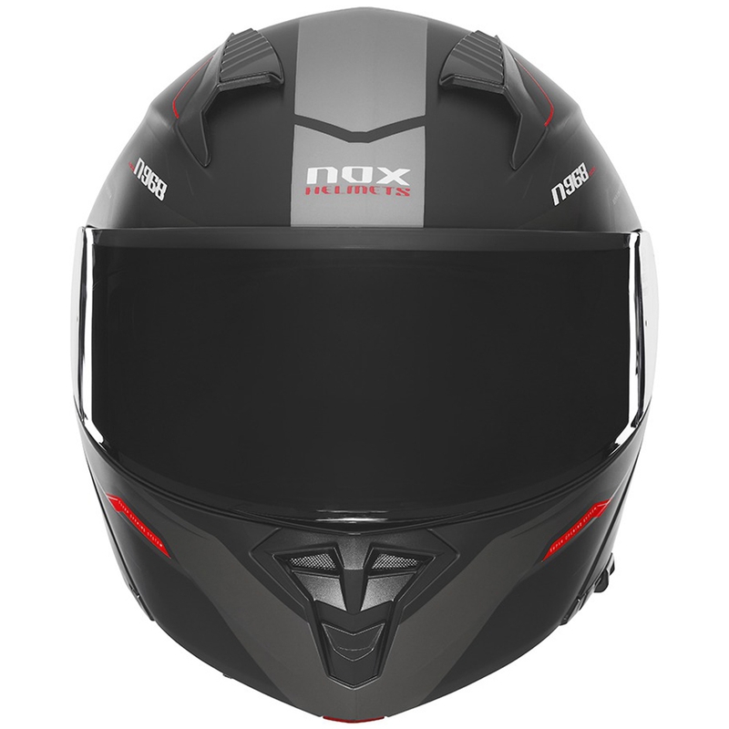 Casco moto flip-up NOX N968 Ultra nero opaco-rosso