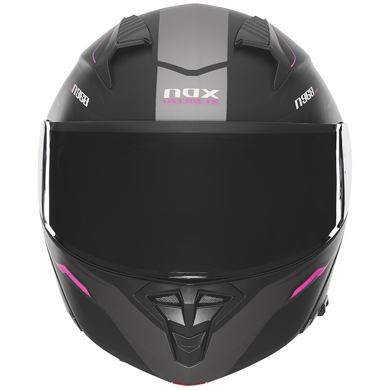 Casco moto flip-up NOX N968 Ultra nero opaco-rosa