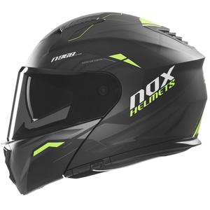 Casco moto flip-up NOX N968 Ultra nero opaco-giallo fluo