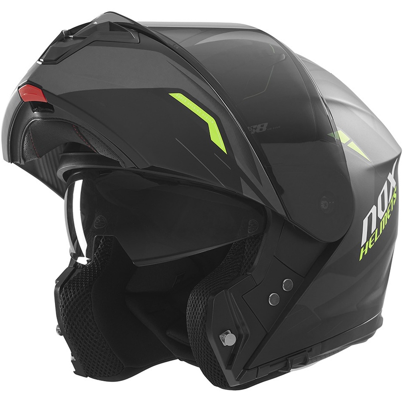 Casco moto flip-up NOX N968 Ultra nero opaco-giallo fluo