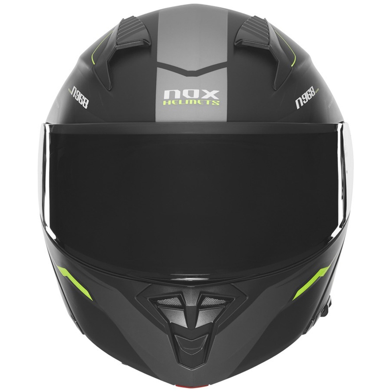 Casco moto flip-up NOX N968 Ultra nero opaco-giallo fluo