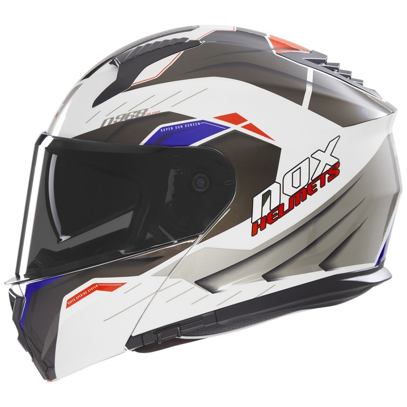 Casco moto flip-up NOX N968 Ultra bianco-grigio