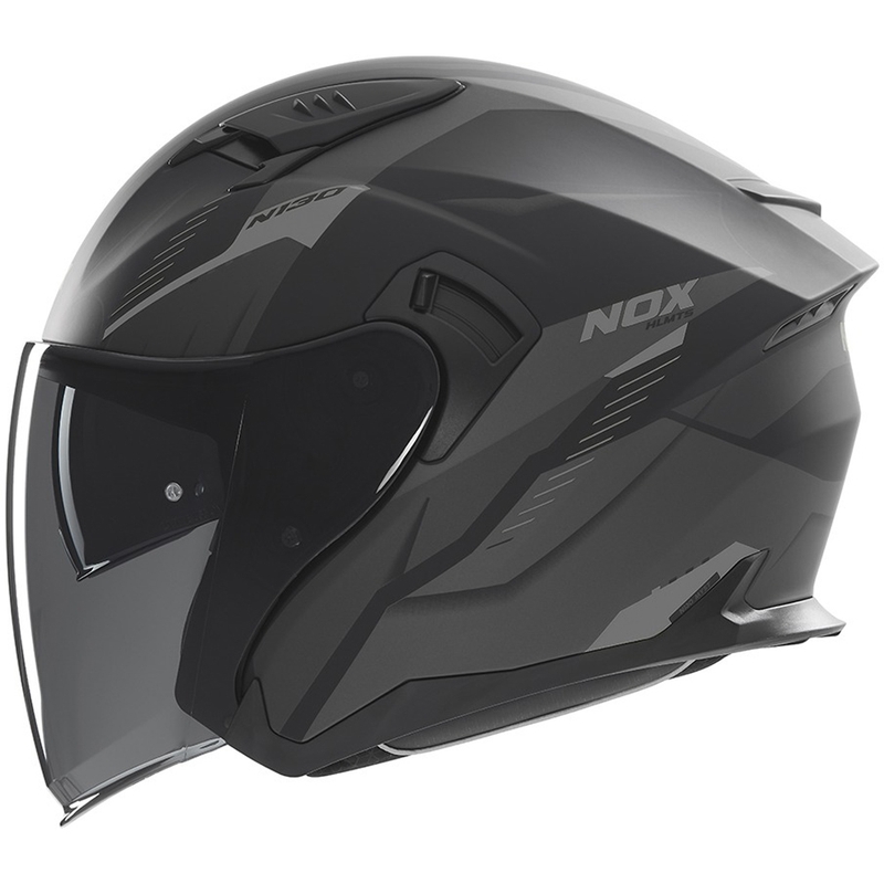 Casco moto jet NOX N130 Myst nero opaco-argento