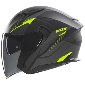 Casco moto jet NOX N130 Myst nero opaco-giallo fluo