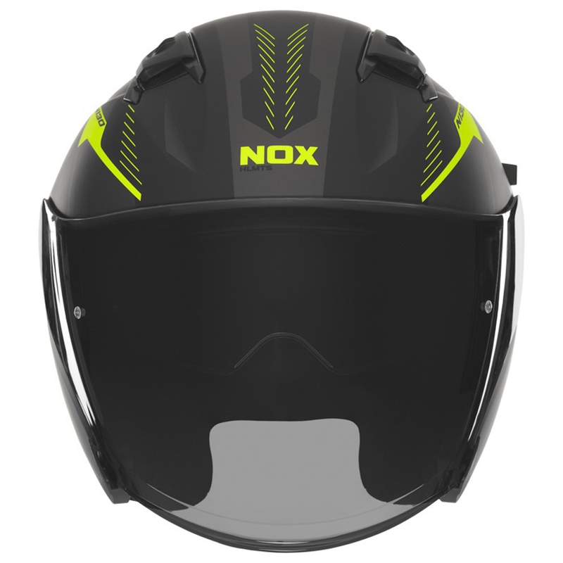 Casco moto jet NOX N130 Myst nero opaco-giallo fluo