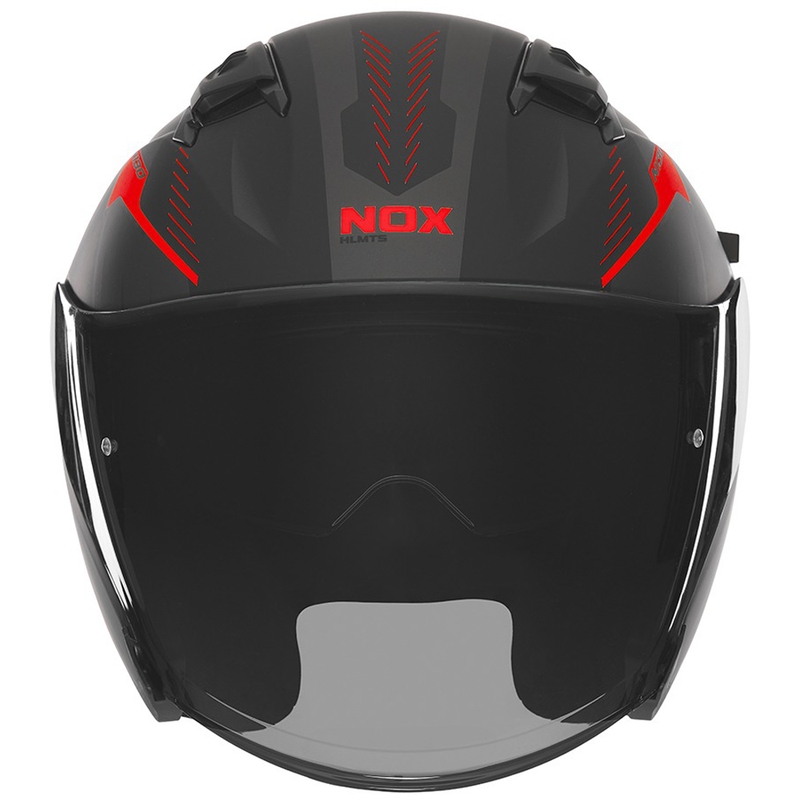 Casco moto jet NOX N130 Myst nero opaco-rosso